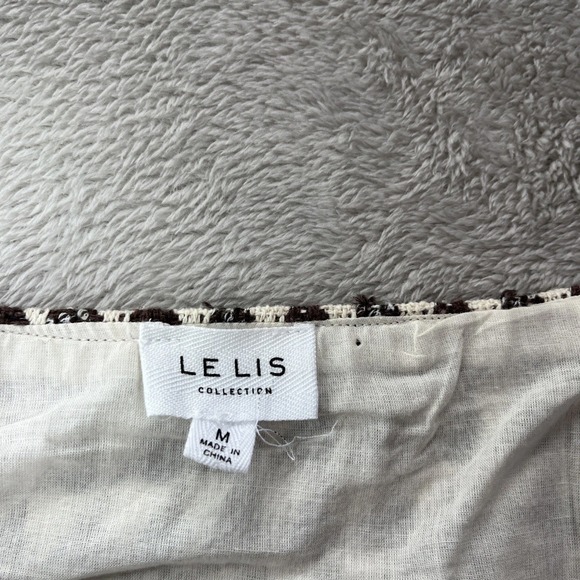 LE LIS Texture Geometric Fringe Mini Skirt Womens M Multicolor Boho Festival - Picture 5 of 10